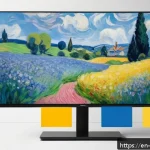 Home 21 인상주의 회화를 활용한 현대 광고 디자인 - A vibrant digital advertisement inspired by Impressionist art, featuring bold, unexpected color comb...